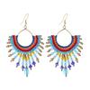 Niche Design Retro Woven Crystal Earrings Bohemian Long Fringed Personality Earrings Women