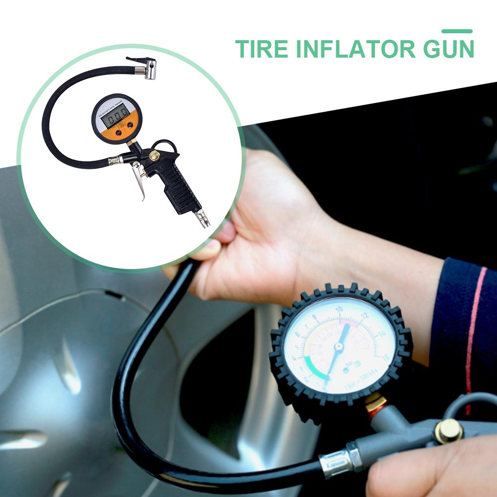 Car Tire Pressure Gauge 0-16Bar/0-230PSI Auto Tire Pressure Inflator Gauge High Precision Meter Detector For Car Motorcycle Bike