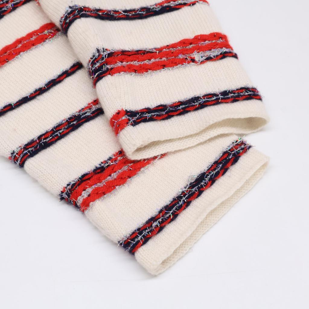 CHANEL Domestic regular P64262K60201 cashmere stripe knit jacket tops 38 off whiteUsed