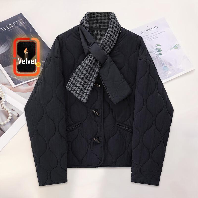 Siboshe Women's Plaid Patchwork Padded Jacket