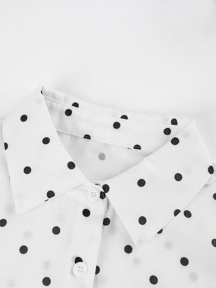 2026 Women's Polka Dot Button-Up Loose Shirt - Spring/Autumn Collection