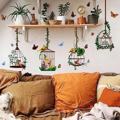 New Butterfly Bird Cage Creative Decoration Wall Stickers Living Room Bedroom Background Wall Removable Wall Stickers