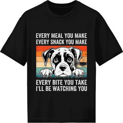 T-shirt en coton pour homme Graphique été T-shirt pour garçon Chien Regardant Repas Collation Morsure Manches Courtes Entraînement Col Rond t-shirts Marque t-shirt pour homme