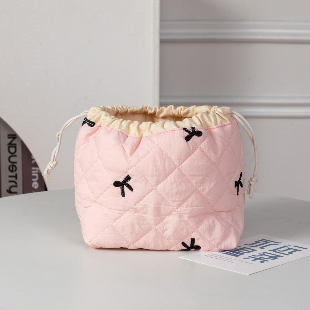 Korean Style Drawstring Cosmetic Bag High-end Travel Toiletry Bag Large Drawstring Bags Portable Makeup Pouch Travel Organizer