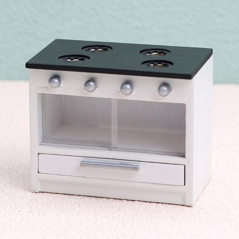 1:12 Scale Dollhouse Kitchen Cabinet DIY Miniature Dolls House Furniture Cupboard Crafts Sink Stove Accessory Toy