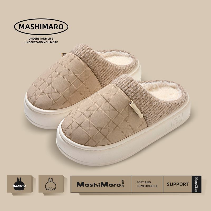 

Cotton slippers women s autumn and winter home indoor non-slip warm thick bottom couple home slippers men Size 36/37 [suitable for 35-36 feet]