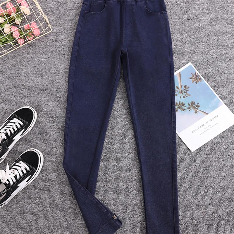 DIMANAF Plus Size Women Jeans Winter Pants Denim Pencil Female Elastic Basic Blue High Waist Trousers Oversize Fashion New Pants 4XL 5XL