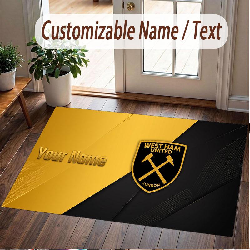 Custom Rug West Ham United football Pattern Print Name Text Soft Non‑Slip Floor Carpet for Home Indoor Decoration
