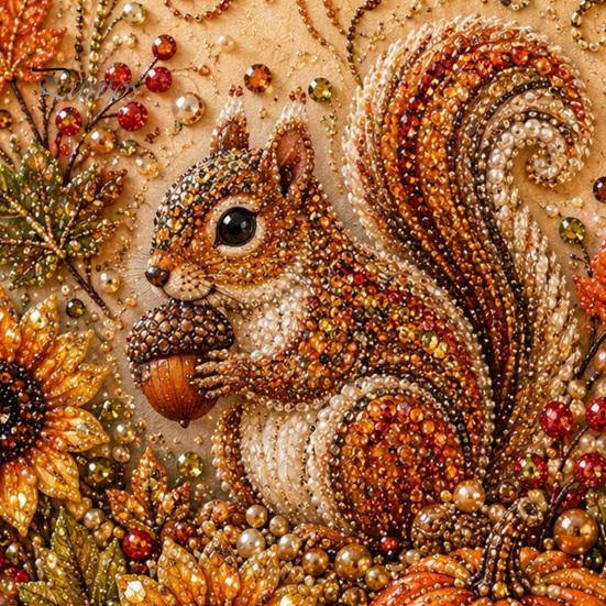 Thanksgiving Home Decor Autumn Faux Pearl Painting Kit, Fall Theme Art DIY Kit for Festive Seasonal Craft Kits Adults, Fox Pumpkin 3D Set Decor,