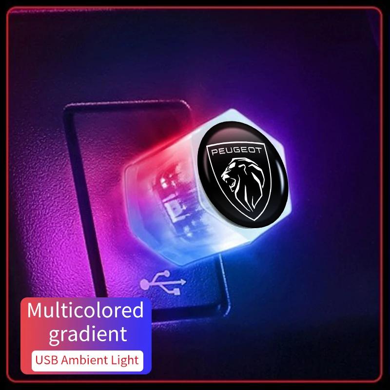 

Car Sticker 2025 Hot Car Mini USB Ambient Light Decorative Atmosphere Lamp For Peugeot 206 307 308 3008 207 208 407 508 2008 500