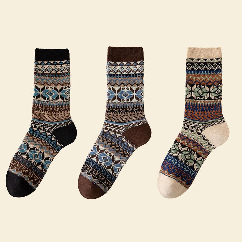 Men's Dress Socks Cotton Crew Socks 3 Pairs,Breathable and Sweat-absorbing Funky Colorful Pattern Crew Socks
