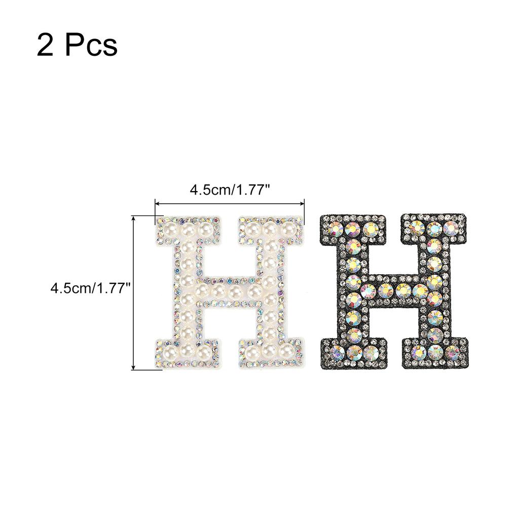 2pcs Iron On Patch Decorative Glitter Pearl Applique Rhinestone English Letter for Clothes Applique DIY Handmade Bag Hat Jeans