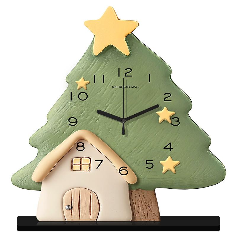 New Christmas-decorated Tabletop Pendulum Table Clock Creative Living Room Small Ornaments