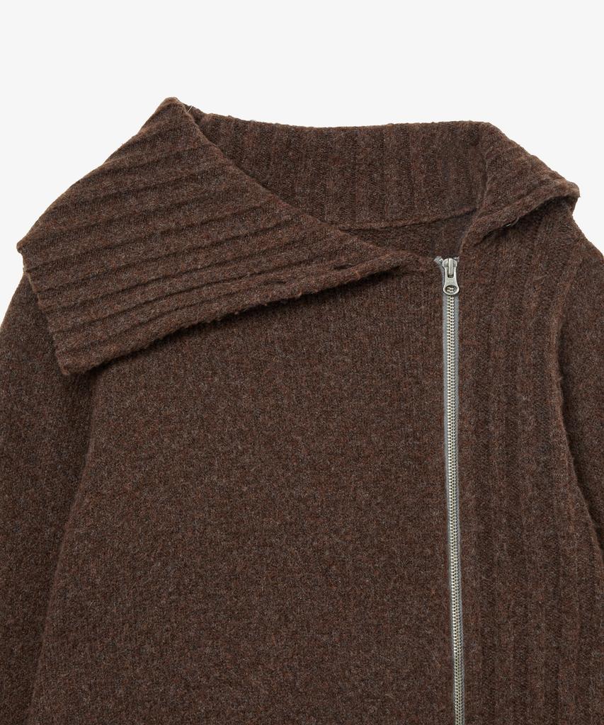 AEAE High Neck Knit Zip Up [Brown]