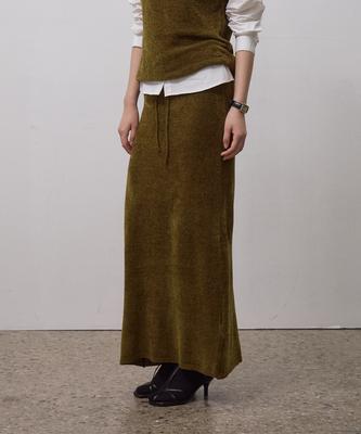 Howaseu Nove H-Line Knit Skirt (Khaki)