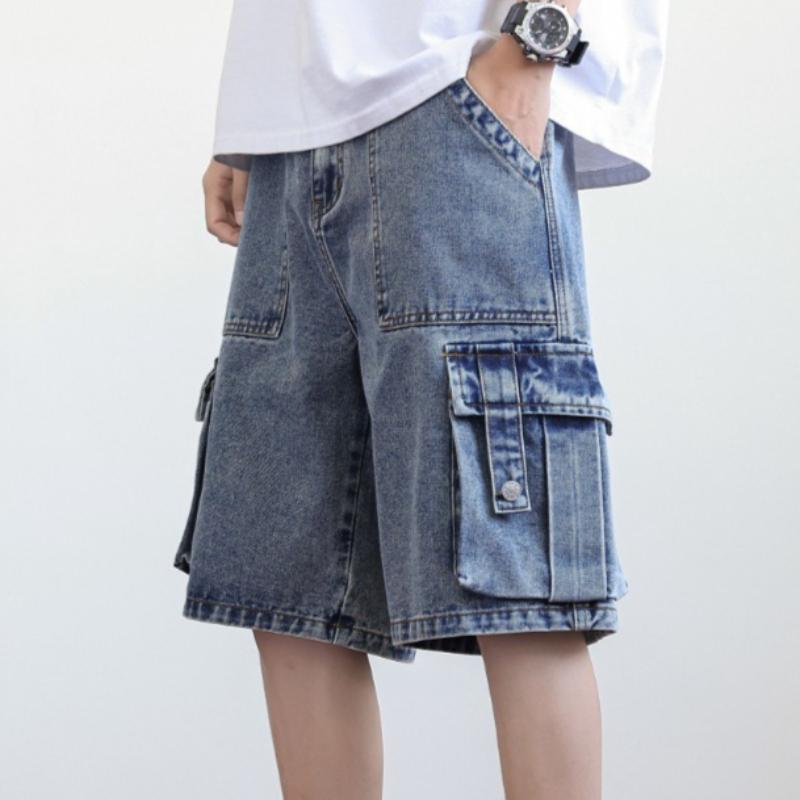Herren Shorts Jeansshorts Vintage Lockerer Schnitt Cargo Gewaschen High Street Frühling Sommer Große Größen