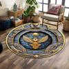 "Golden Egyptian Winged Goddess Design" Print Round Rug, Living Room, Bedroom, Playroom Carpet, Non Slip Floor Mat, Gift