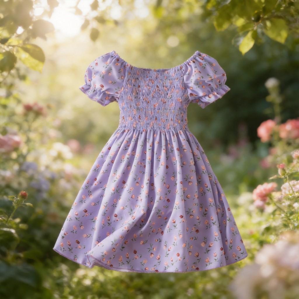 Girl Summer Princess Dress With Floral Print Cotton Blend For Toddler