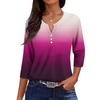 Ladies Casual Fashion V-neck Loose Versatile Gradient Print Three-quarter Sleeves