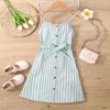 Summer New Girls Striped Dress Single Breasted Sleeveless Suspender Dress Children's Clothing