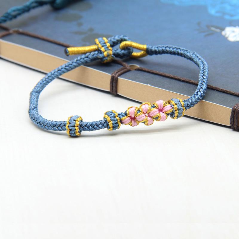Peach Blossom Knot Bracelet DIY Kit - Handmade Woven Red Rope Retro Accessory