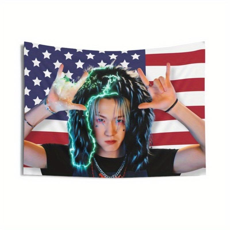 P1Harmony Soul Killin It American Flag Tapestry Kpop Tour Merch Gift for P1ece 74x94cm(29x37in)