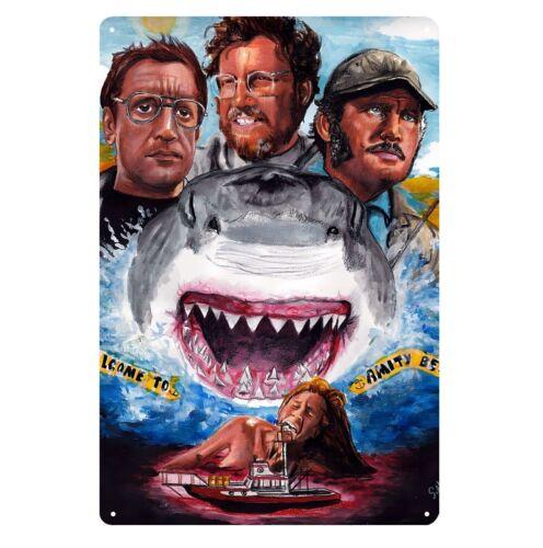 Jaws Retro Horror Movie Metal Poster Tin Sign - 20x30cm Plate  -aluminum 20x30cm（7.8x11.8inch）