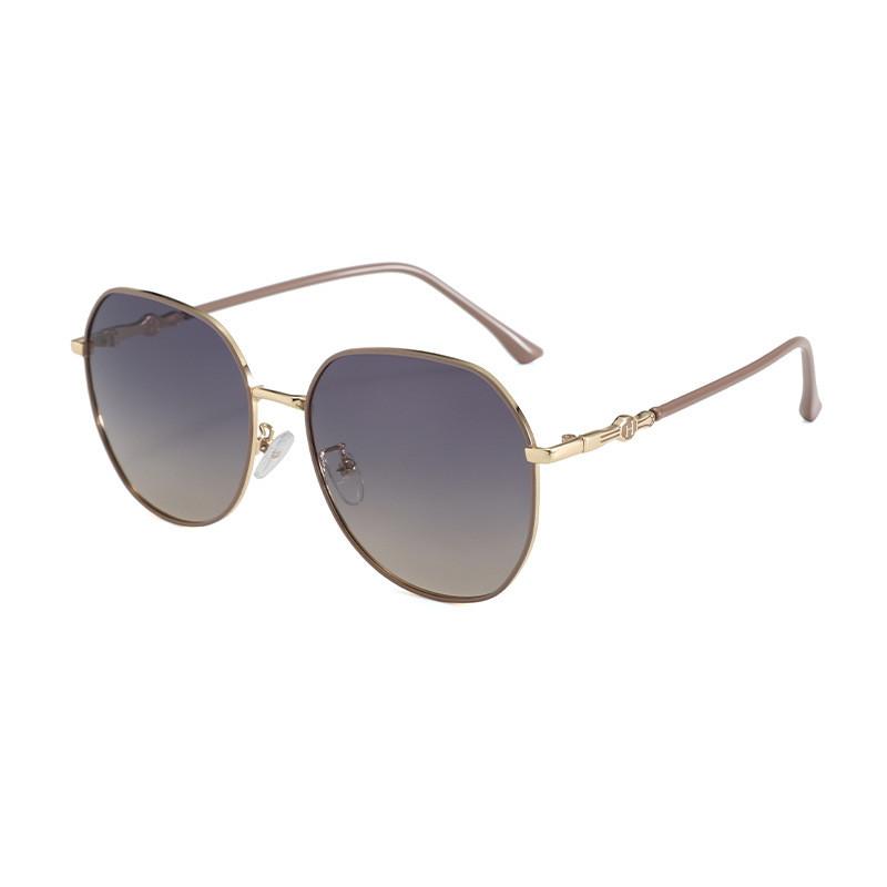 Geometric Metal Frame Polarized Sunglasses For Women Uv400 Sun Protection For Cycling E