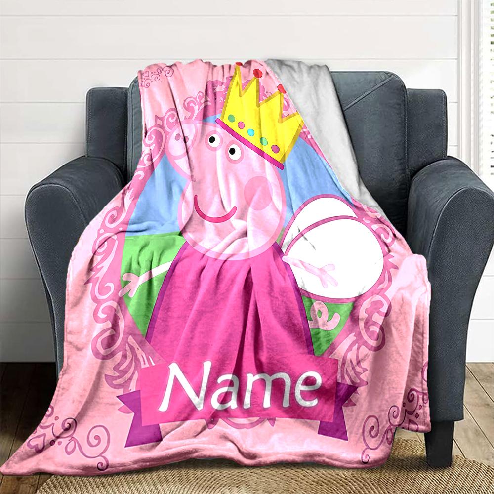 Customiz Name Personality Peppa Pig Blanket Soft &Warm Sofa Office Bed Travel Lunch Break Blanket, Gift Suitable All Seasons