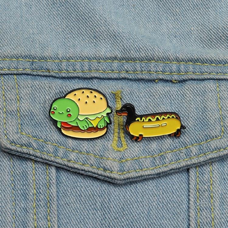 Colorful Hamburger And Hot Dog Brooch Pin Craft from Sturdy Zinc Alloy Materials Accessory for Long Time Use Styles