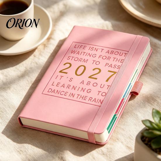 Lined Writing Notebook for Notes 2027 English Weekly Planner A5, 320 Page Schedule with Elastic Monthly Index Productivity Band & Pen Holder,