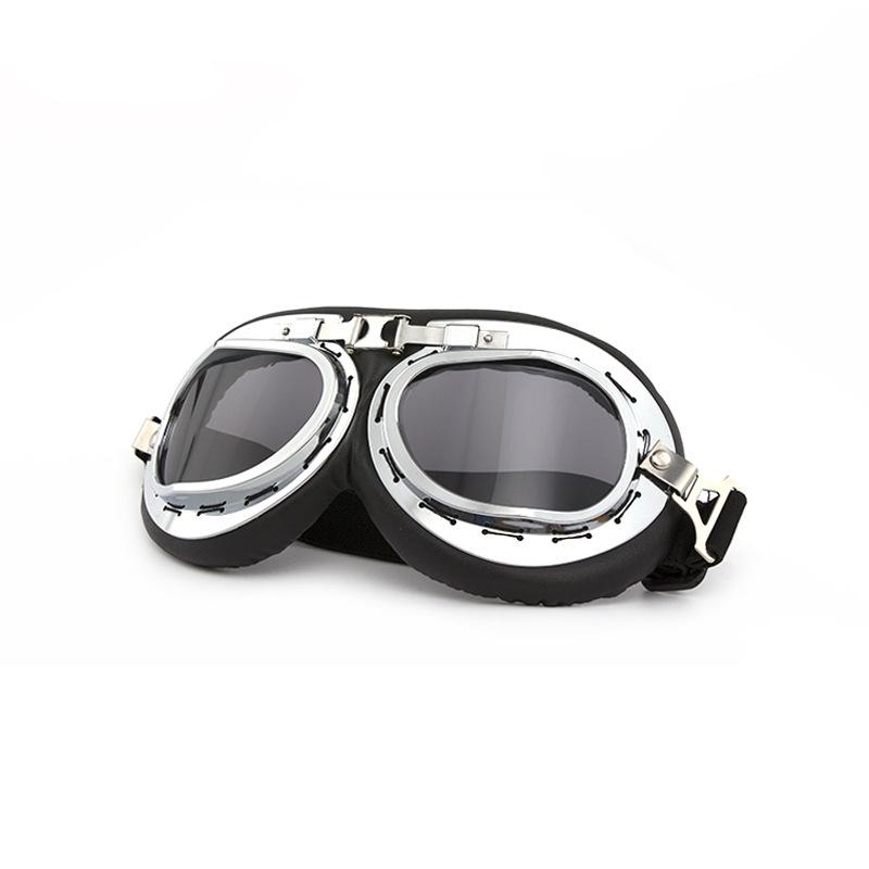 Vintage Harley Silver Frame Karting Goggles Motorcycle Outdoor Sports Riding Glasses Dustproof Windproof Goggles