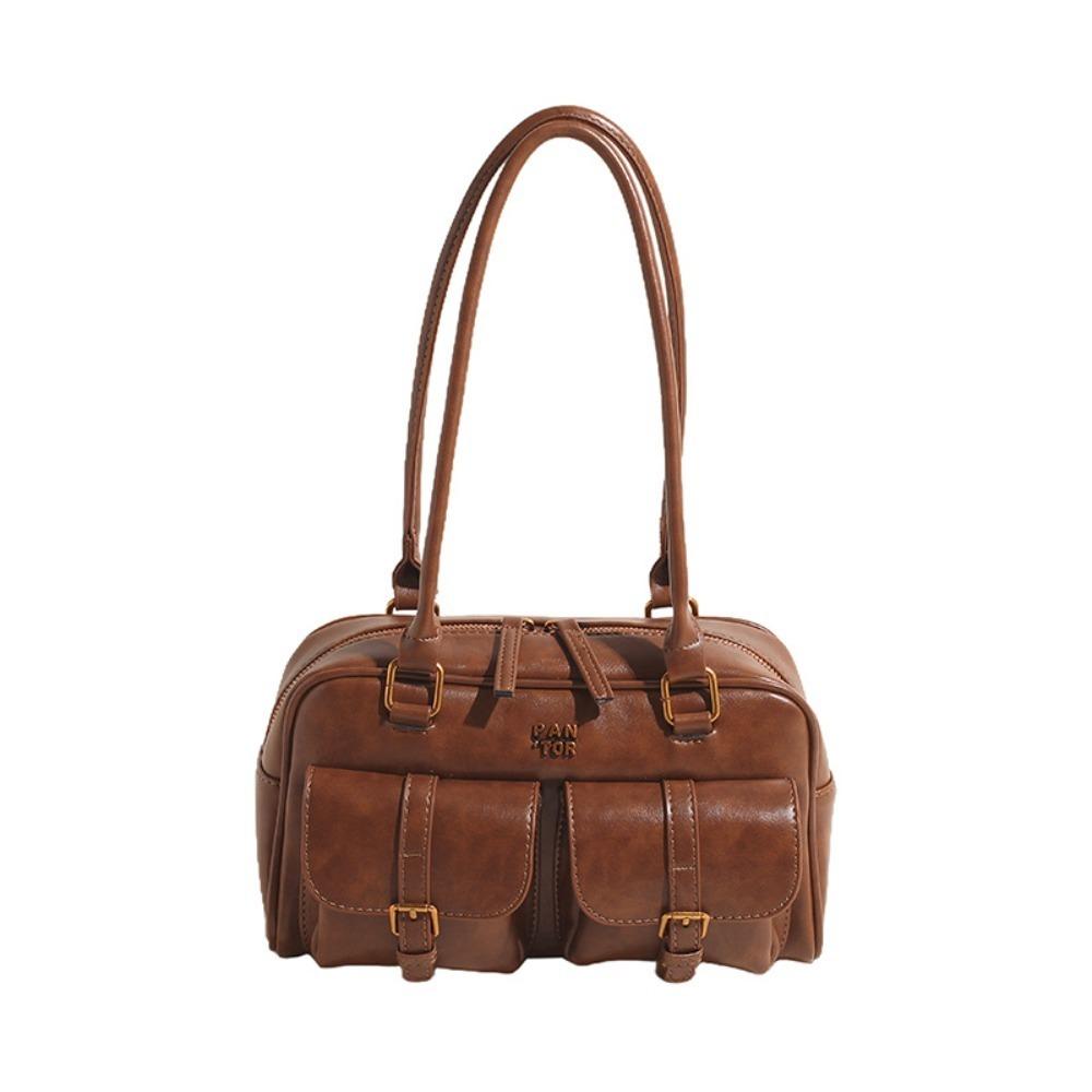 Handbag Pocket Boston Tote Bag Korean Style Underarm Bag All-match PU Bowling Bag  Women
