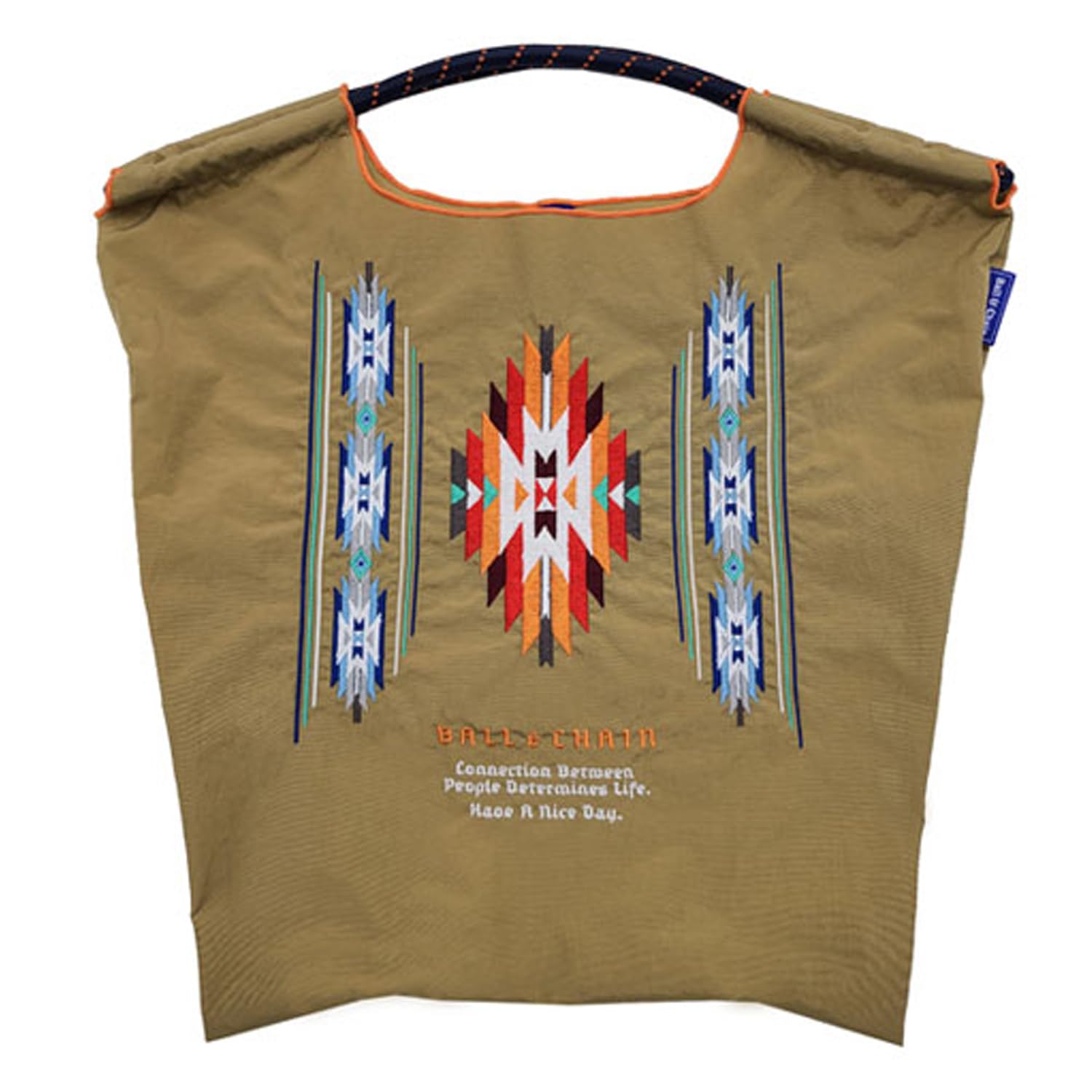 

Authentic Medium Size Eco Bag Tote Bag Embroidery 301053 [Ball & Chain] NATIVE-2 (BEIGE, M) бежевый