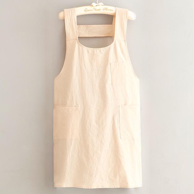 Cross-Back Cotton Crepe Apron for Milk Tea Shop Employees