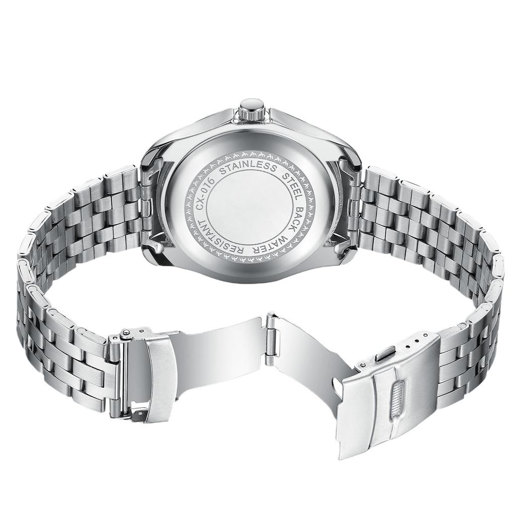 Bărbați ceas de mână din oțel inoxidabil luminos impermeabil cuarț calendar simplu ceas de afaceri la modă