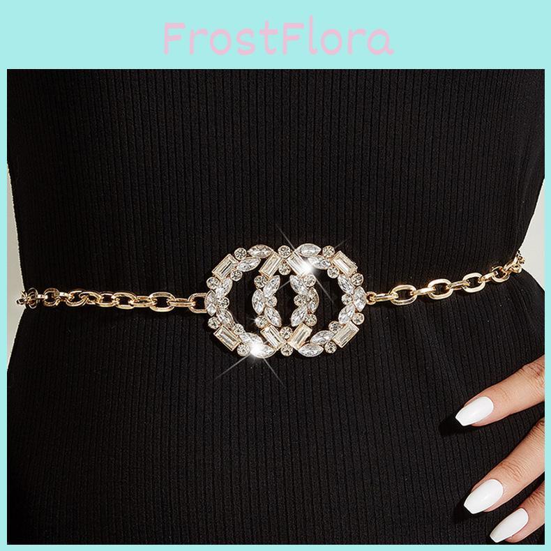 New Winter Metal Waist Chain With Dual Water Drilled Buckle For Dress Or Evening Attire