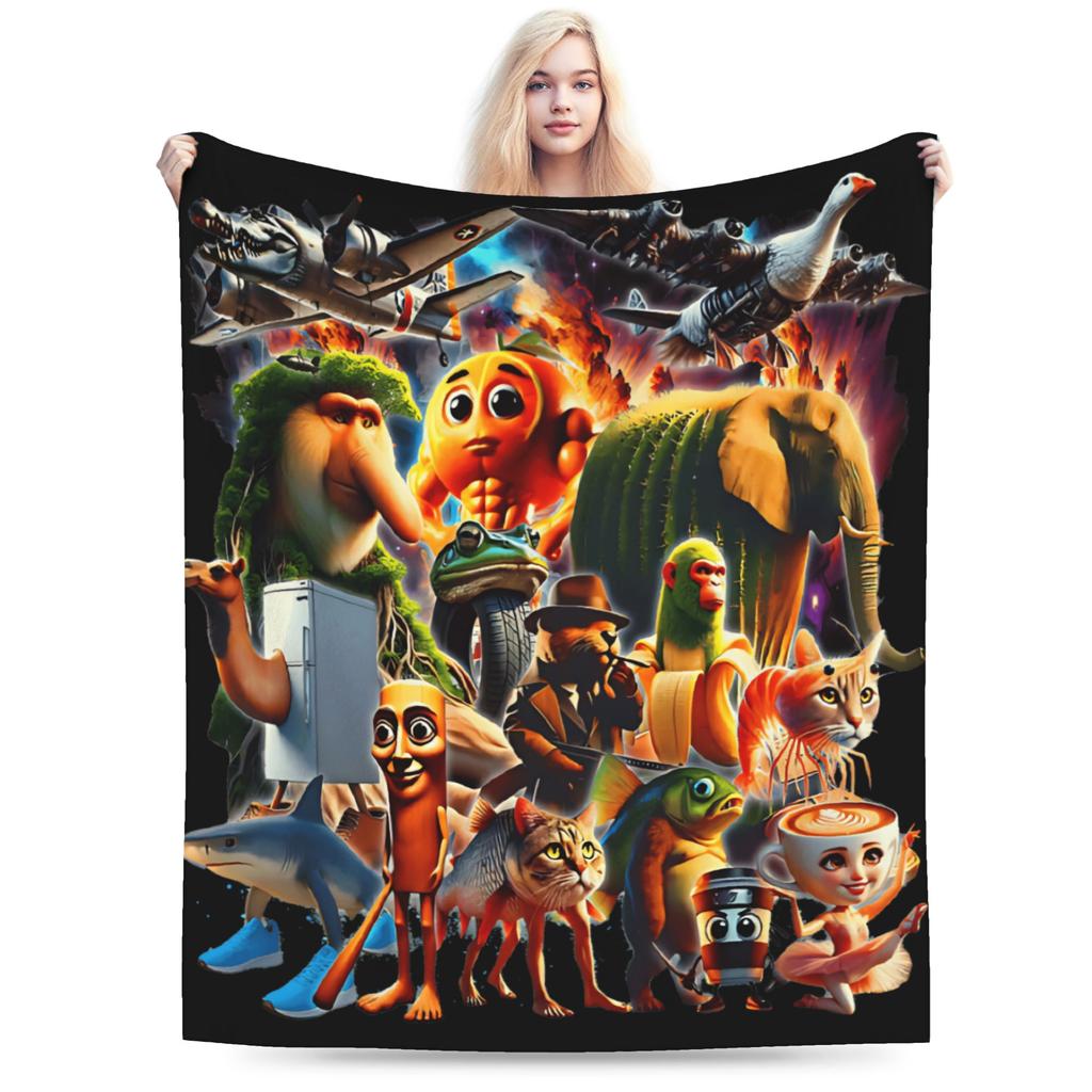 Ballerina Uchina Funny Italian Brainrot Meme Plush Blanket Students Flannel Throw Blanket For Couch Sofa Bed Warm Bedspread