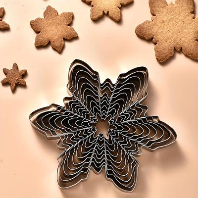 10pcs Stainless Steel Snowflake Cookie Cutters, Christmas Baking Molds for Sugar Cookies, Kitchen Tools for Holiday Baking