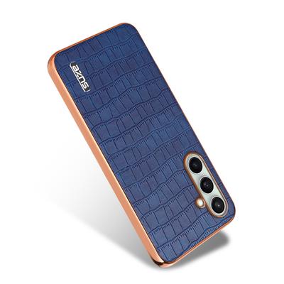 For Samsung Galaxy S24 FE Case Electroplating Crocodile Texture PU+TPU Phone Cover