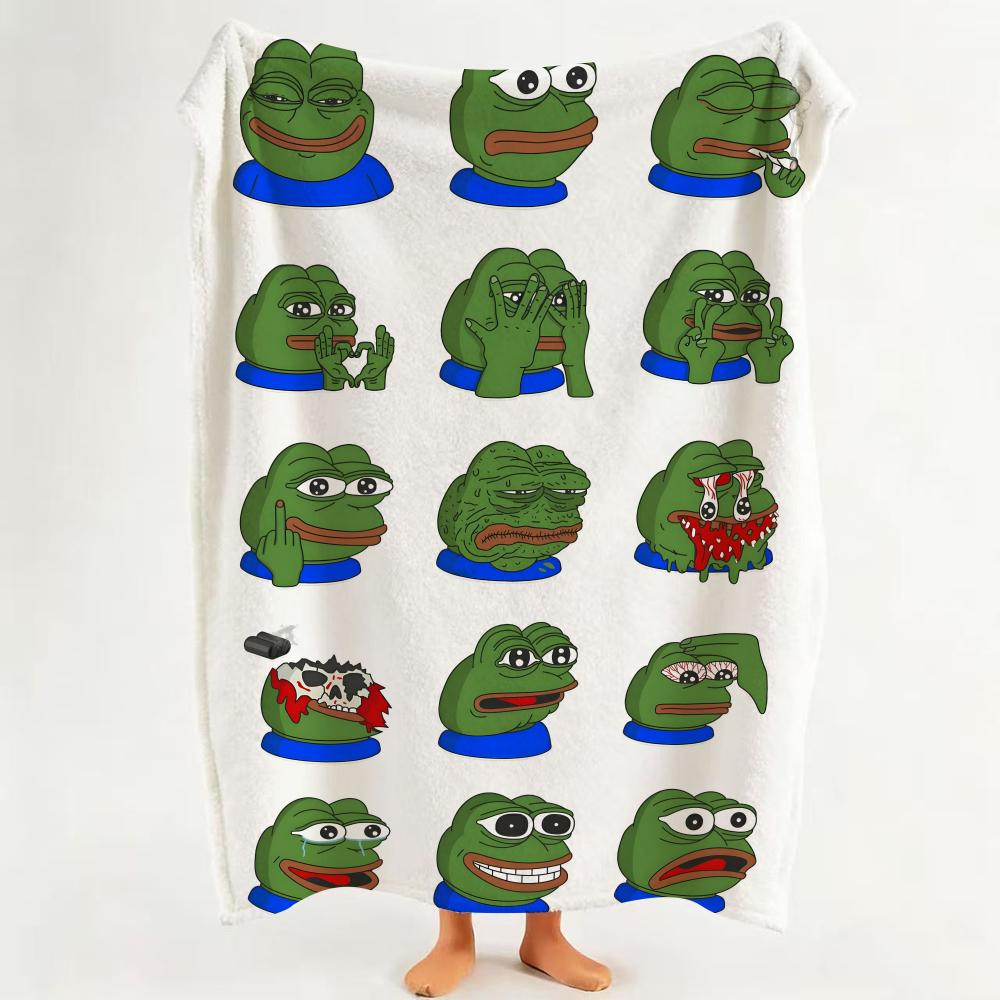 

meme P Pepe Throw Flannel Throw Blanket Suitable for Sofa Living Room Bedroom 75cmx90cm