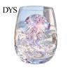 Luxuriöses Dekorative Glas 3D Tier Stielloses Weinglas, Meeresinspirierte Details Elegantes Klares Haus Getränkeglas, Langlebig für Küche Und Strand Getränke