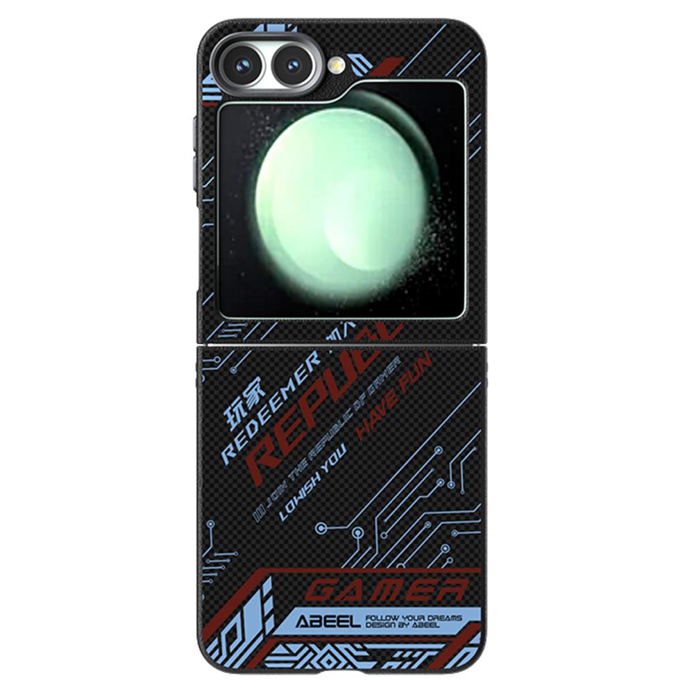 

ABEEL Чехол для Samsung Galaxy Z Flip6 5G, совместимый с MagSafe, печатный ПК, ТПУ, алюминиевый сплав, кожаный чехол для телефона Outstanding No. 4