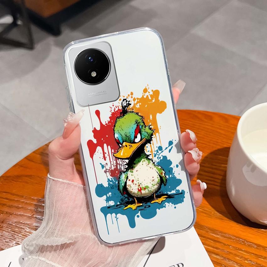 For Vivo Y02 Y02A Y02S Y10 Y11 Y12 Y12a Y13 Y15 Y15a Y16 Y17 Y19 Clear TPU Case Ocean Whale Pattern Anti Drop Back Cover For Vivo Silicone Phone Shell