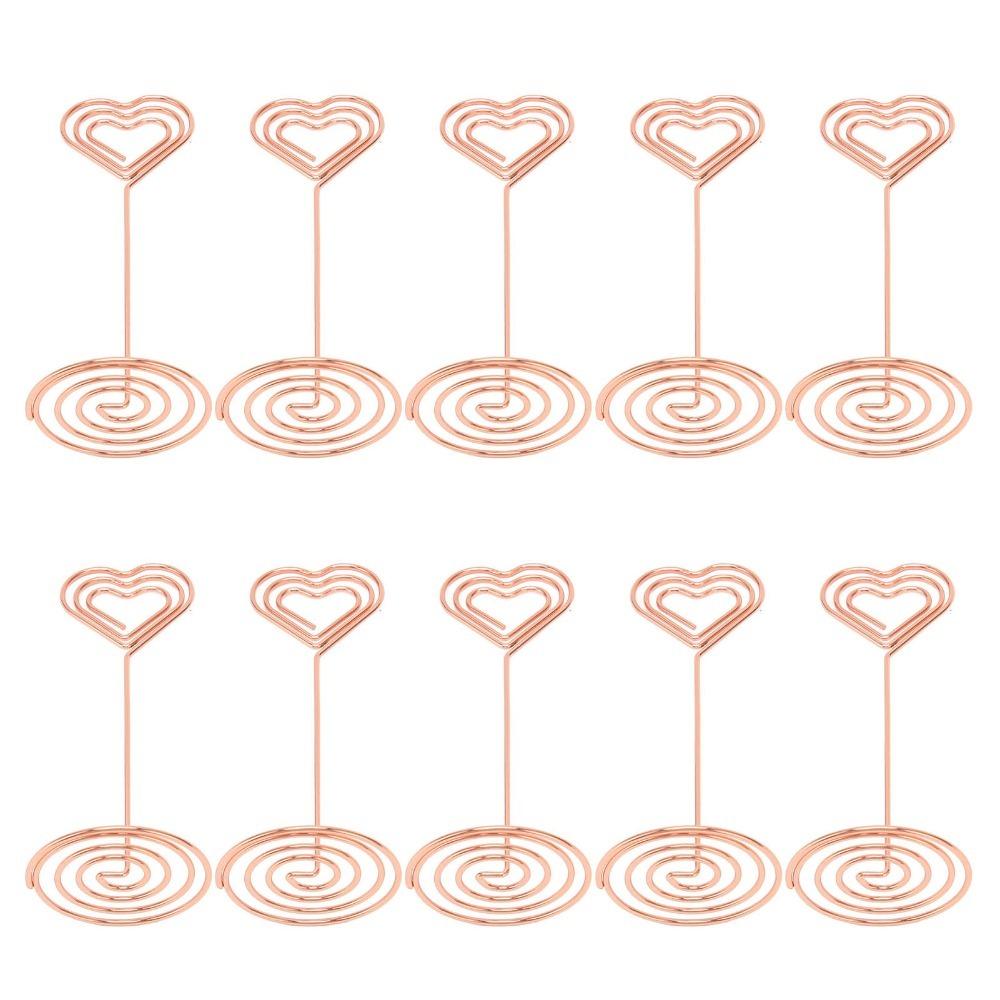 10Pcs Heart Shape Place Card Holder Gold /Rose Gold Name Card Holder  Home Centerpiece