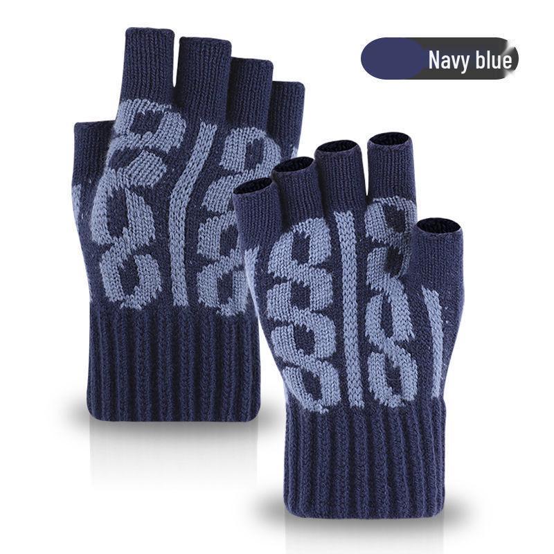 Winter Alpaca Wool Fingerless Gloves for Men, Women, Students - Ideal for Cycling and Writing