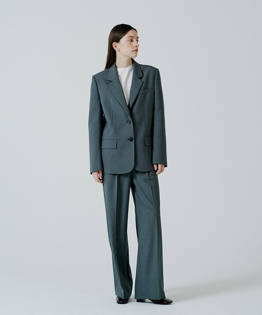 Pinblack Semi-Over Two-Button Blazer Grey