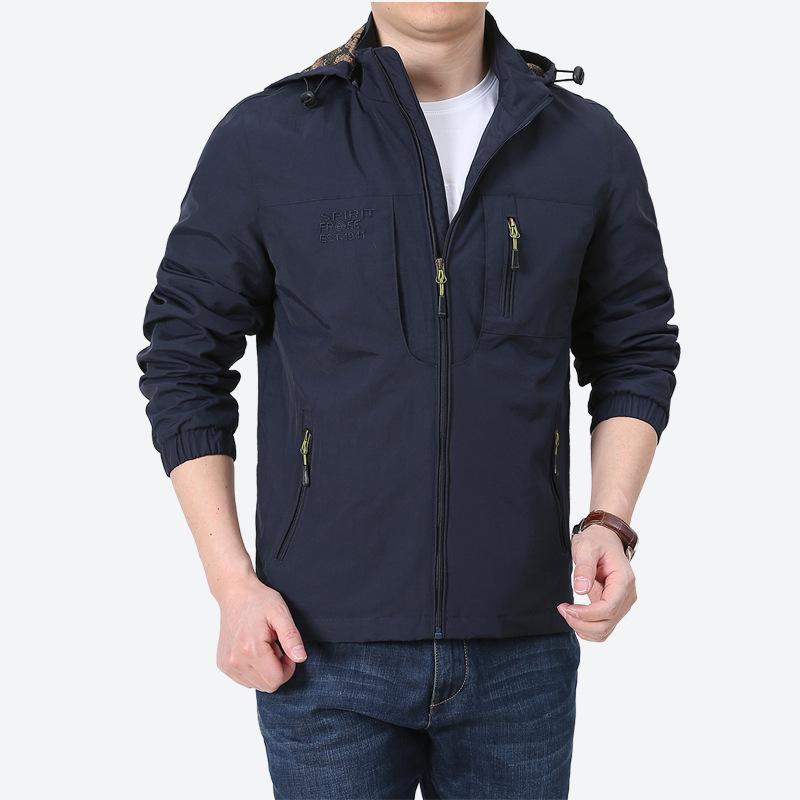 Spring and Autumn Men's Youth Outdoor Casual Jacket Hooded Multi-Pocket Loose Large Size Jacket Japanese and Korean American Jacket