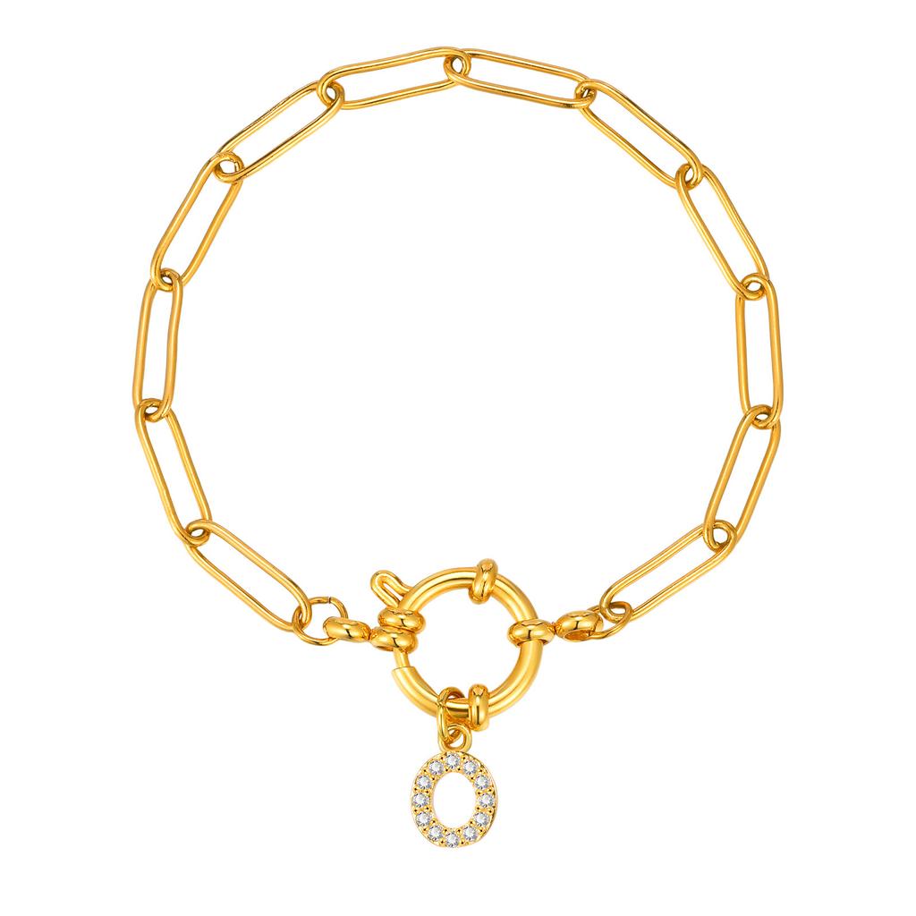 Stainless Steel 18K Gold Fashion Small Square Chain Bubble Buckle Copper Material 26 Letter Bracelet Br-2167