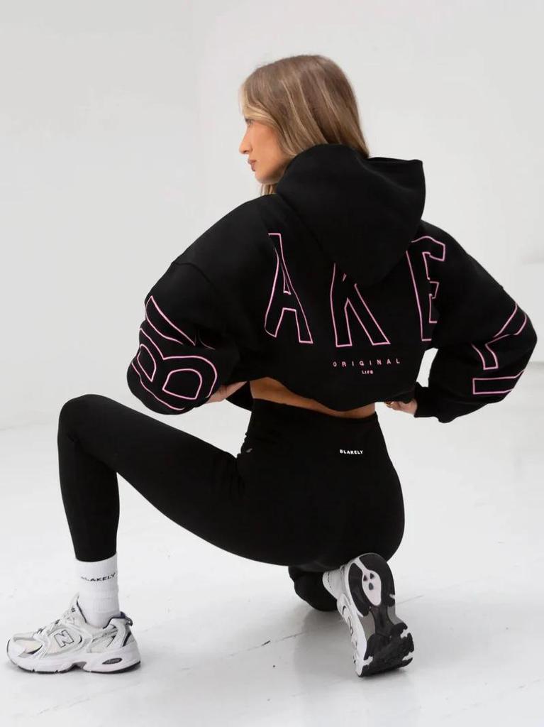 TK Women's and Men's Letter Print Hooded Sweatshirt Sports Pullover